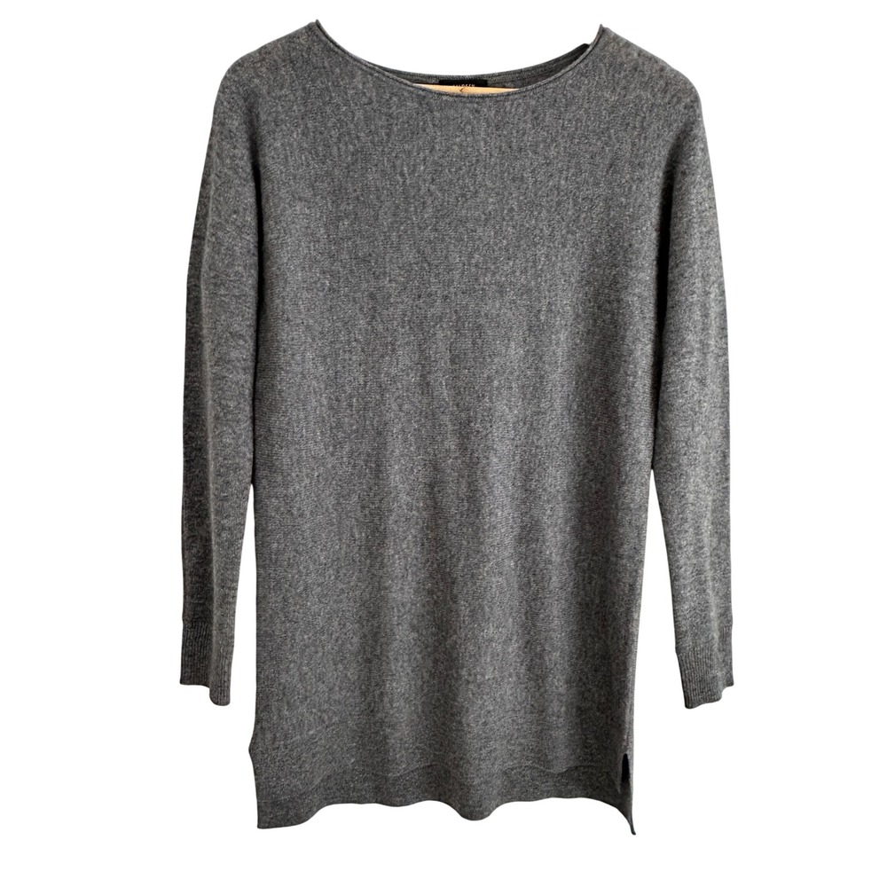 Halogen Cashmere Wool Blend Long Sleeve Tunic Sweater Womens S Gray Luxury